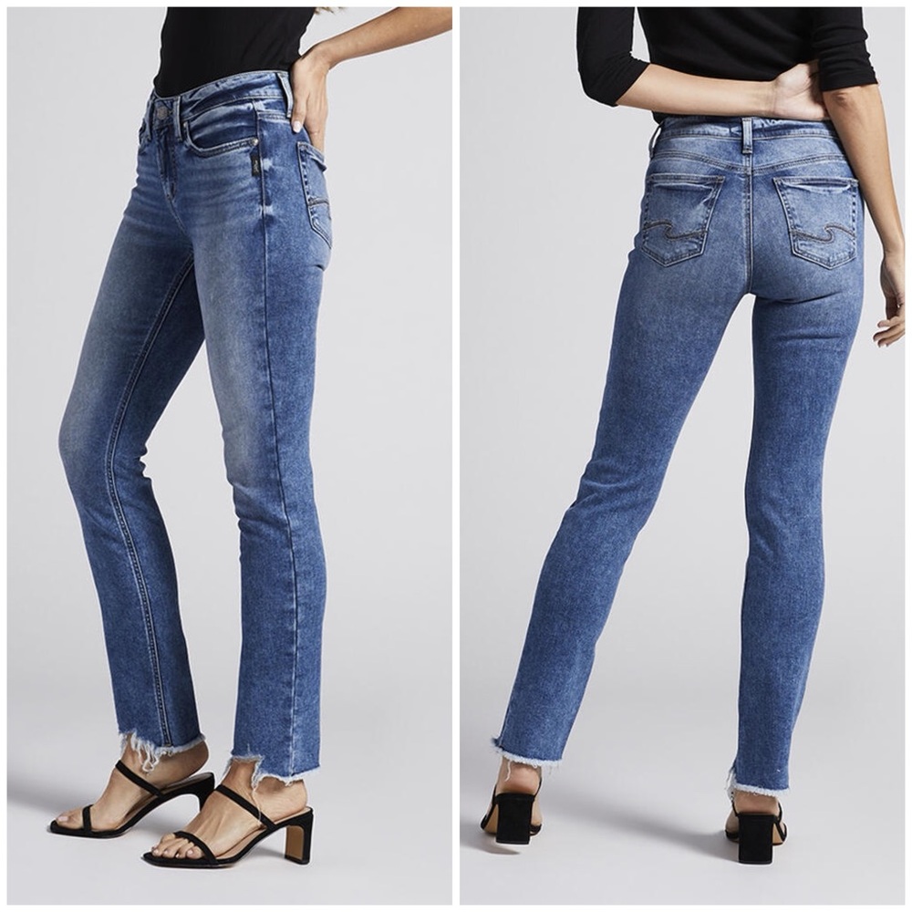NWT Buckle Silver Jeans Curvy Suki‎ Mid Rise Straight Leg Jeans Indigo Size 25